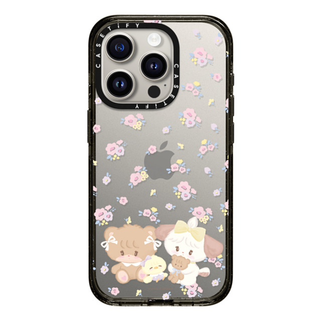 mikko illustrations x CASETiFY iPhone 15 Pro ケース ブラック インパクトケース latte & souffle flower