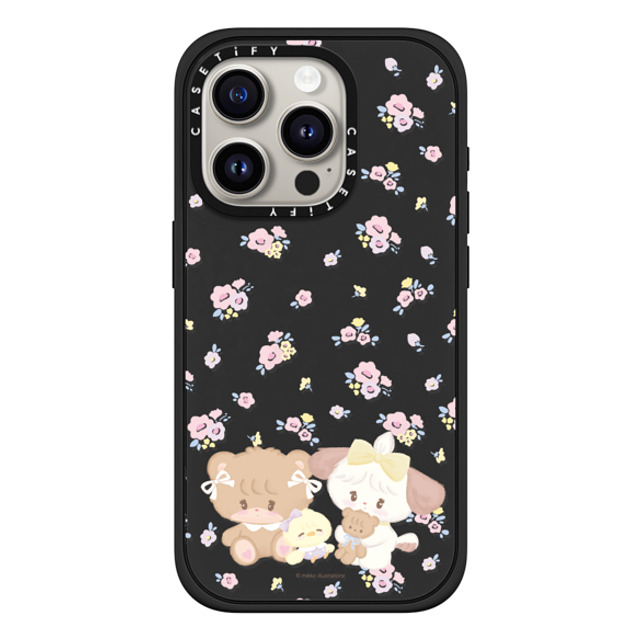 mikko illustrations x CASETiFY iPhone 15 Pro ケース マットブラック インパクトケース MagSafe対応 latte & souffle flower