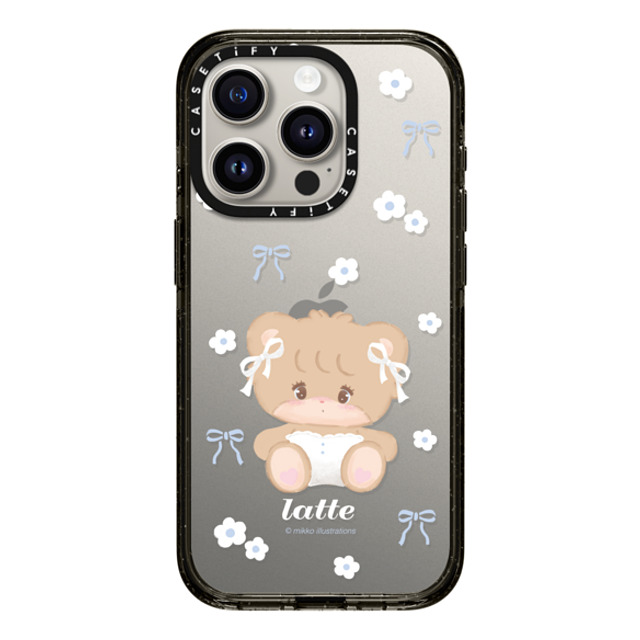 mikko illustrations x CASETiFY iPhone 15 Pro ケース ブラック インパクトケース latte ribbon