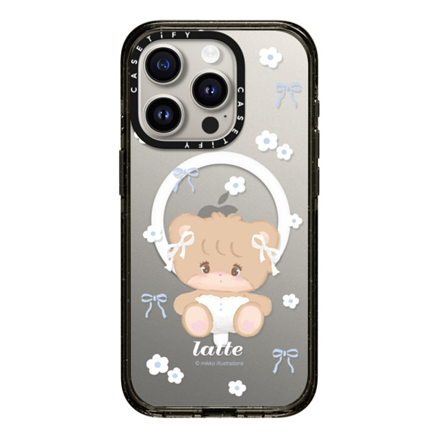 mikko illustrations x CASETiFY iPhone 15 Pro ケース ブラック インパクトケース MagSafe対応 latte ribbon