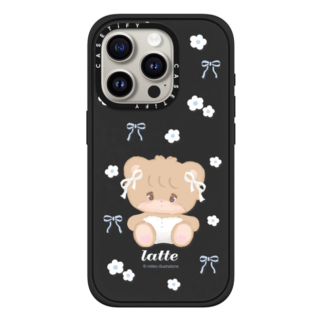 mikko illustrations x CASETiFY iPhone 15 Pro ケース マットブラック インパクトケース MagSafe対応 latte ribbon