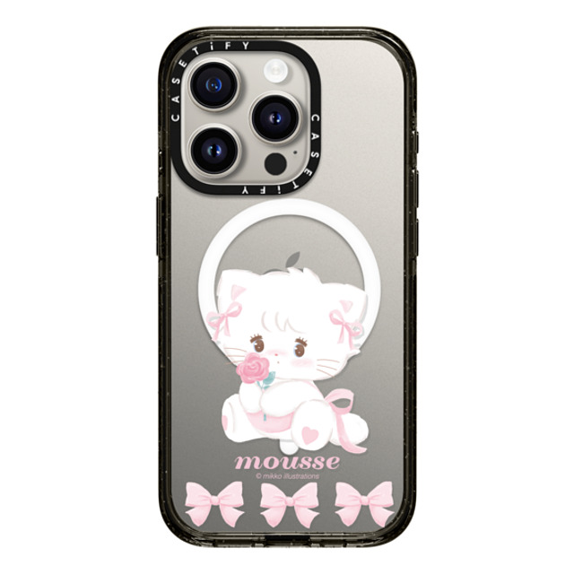 mikko illustrations x CASETiFY iPhone 15 Pro ケース ブラック インパクトケース MagSafe対応 mousse ribbon