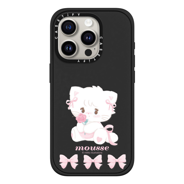 mikko illustrations x CASETiFY iPhone 15 Pro ケース マットブラック インパクトケース MagSafe対応 mousse ribbon