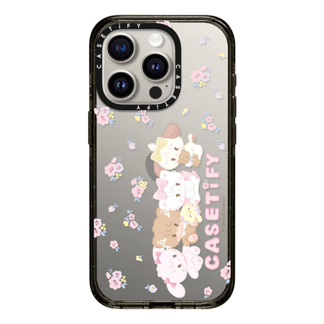 mikko illustrations x CASETiFY iPhone 15 Pro ケース ブラック インパクトケース 花