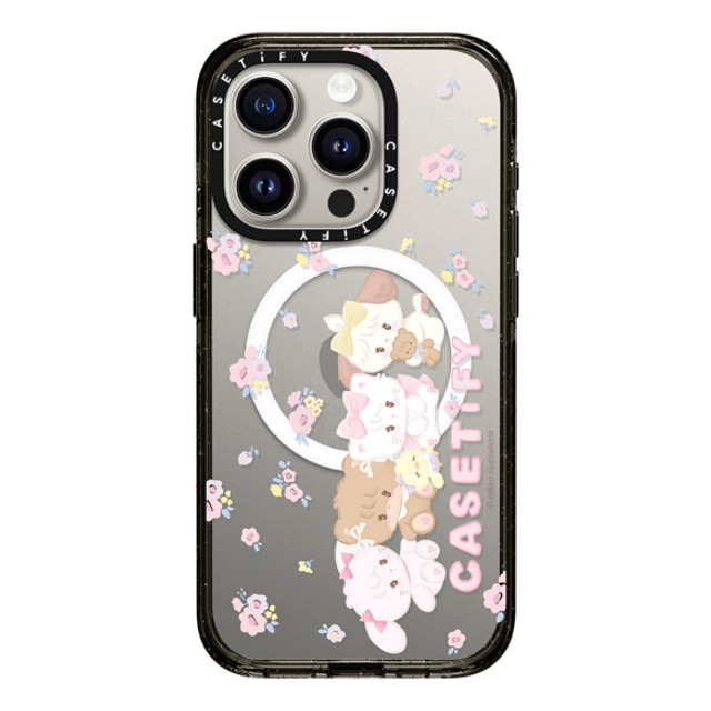 mikko illustrations x CASETiFY iPhone 15 Pro ケース ブラック インパクトケース MagSafe対応 花