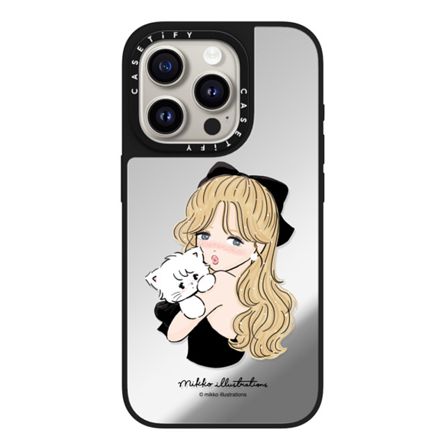 mikko illustrations x CASETiFY iPhone 15 Pro Case Silver on Black ミラーケース MagSafe対応 girl & mousse (black) mikko illustrations x CASETiFY iPhone 15 Pro Case Silver on Black ミラーケース MagSafe対応 girl & mousse (black)