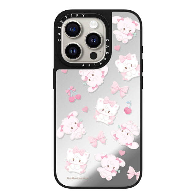 mikko illustrations x CASETiFY iPhone 15 Pro Case Silver on Black ミラーケース MagSafe対応 mousse & cammy cherry mikko illustrations x CASETiFY iPhone 15 Pro Case Silver on Black ミラーケース MagSafe対応 mousse & cammy cherry