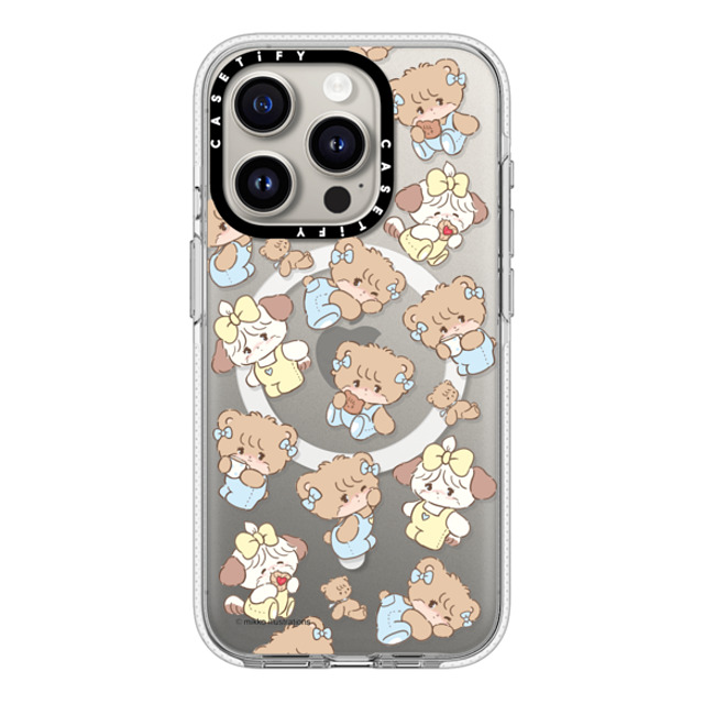 mikko illustrations x CASETiFY iPhone 15 Pro ケース クリア クリア ケース MagSafe対応 souffle & latte pattern