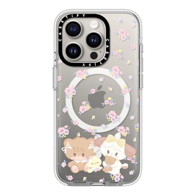 mikko illustrations x CASETiFY iPhone 15 Pro ケース クリア クリア ケース MagSafe対応 latte & souffle flower