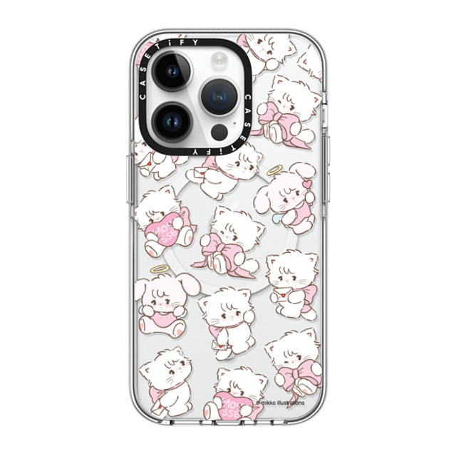 mikko illustrations x CASETiFY iPhone 14 Pro ケース クリア クリア ケース MagSafe対応 mousse & cammy pattern