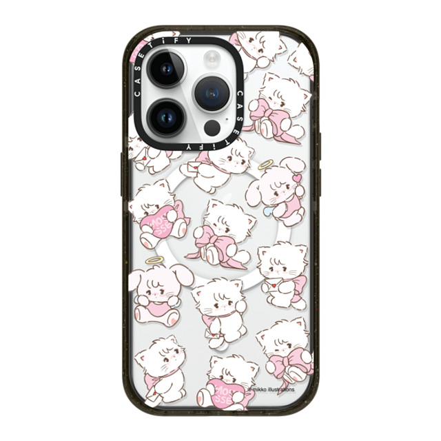 mikko illustrations x CASETiFY iPhone 14 Pro ケース ブラック インパクトケース MagSafe対応 mousse & cammy pattern