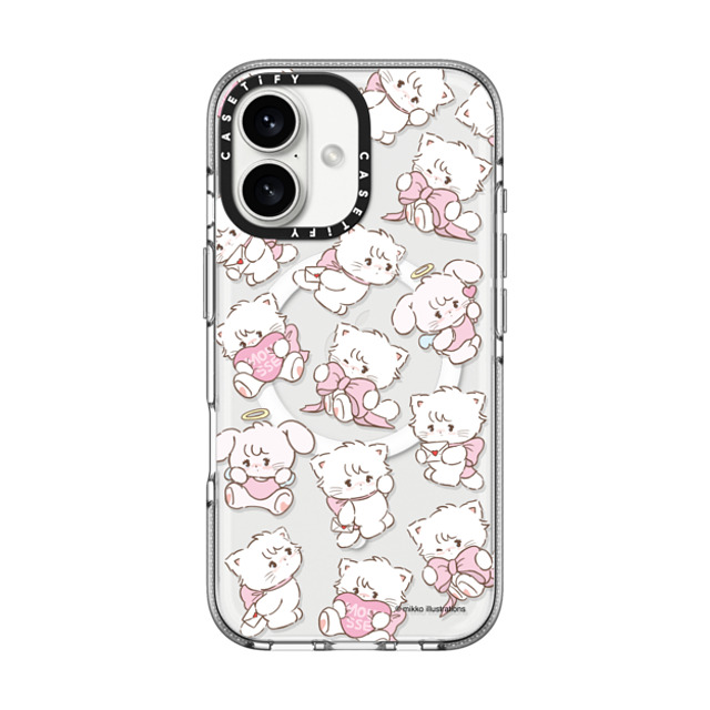 mikko illustrations x CASETiFY iPhone 16 ケース クリア クリア ケース MagSafe対応 mousse & cammy pattern