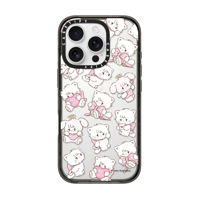 mikko illustrations x CASETiFY iPhone 16 Pro ケース ブラック インパクトケース mousse & cammy pattern