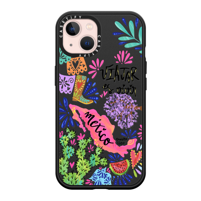 Nawara Studio x CASETiFY iPhone 13 ケース マットブラック インパクトケース MagSafe対応 México my love