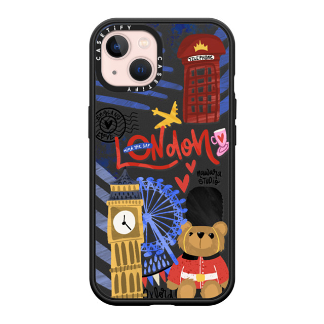 Nawara Studio x CASETiFY iPhone 13 ケース マットブラック インパクトケース MagSafe対応 London Dreams