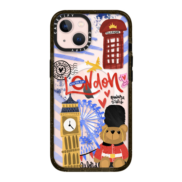 Nawara Studio x CASETiFY iPhone 13 ケース ブラック インパクトケース MagSafe対応 London Dreams