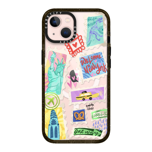 Nawara Studio x CASETiFY iPhone 13 ケース ブラック インパクトケース MagSafe対応 Welcome to New York