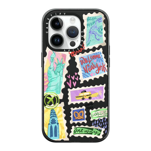 Nawara Studio x CASETiFY iPhone 14 Pro ケース マットブラック インパクトケース MagSafe対応 Welcome to New York