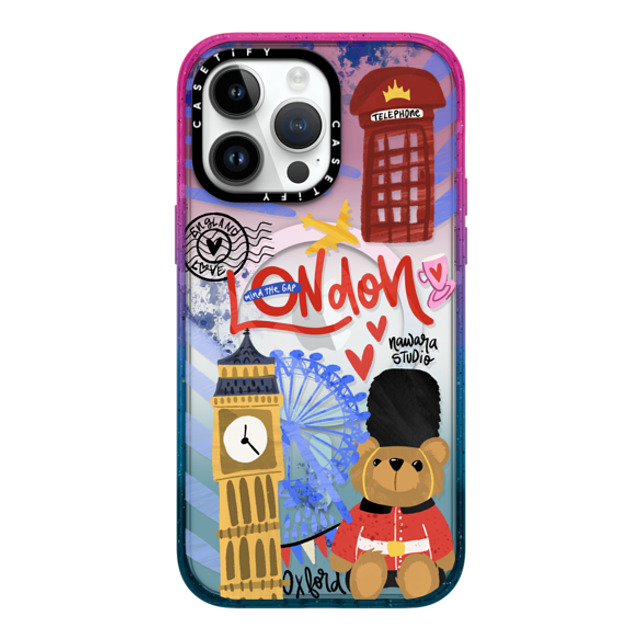 Nawara Studio x CASETiFY iPhone 14 Pro Max �P�[�X Travel,Digital Art Cotton Candy �C���p�N�g�P�[�X MagSafe�Ή� London Dreams