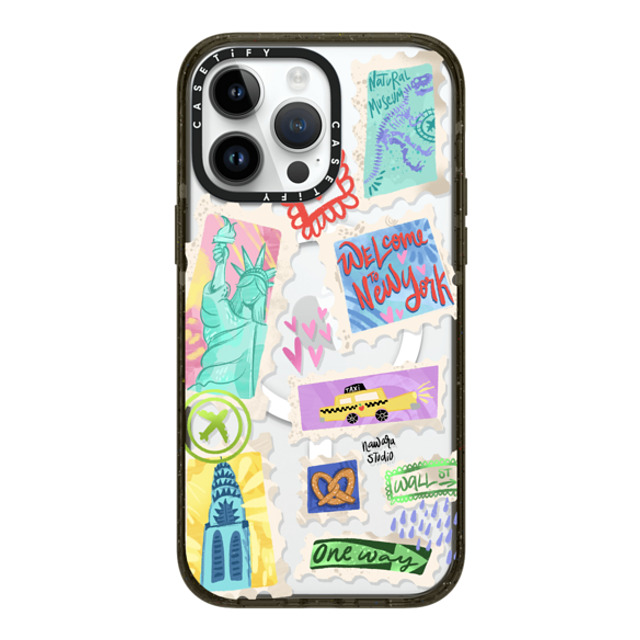 Nawara Studio x CASETiFY iPhone 14 Pro Max ケース ブラック インパクトケース MagSafe対応 Welcome to New York