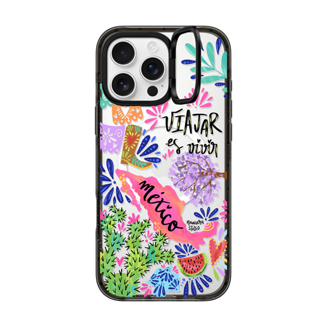 Nawara Studio x CASETiFY iPhone 16 Pro Max ケース ブラック インパクトリングスタンドケース MagSafe対応 México my love