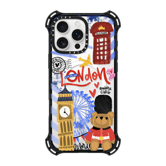 Nawara Studio x CASETiFY iPhone 16 Pro Max ケース ブラック バウンスケース London Dreams