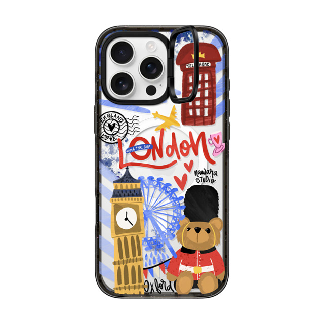 Nawara Studio x CASETiFY iPhone 16 Pro Max ケース ブラック インパクトリングスタンドケース MagSafe対応 London Dreams