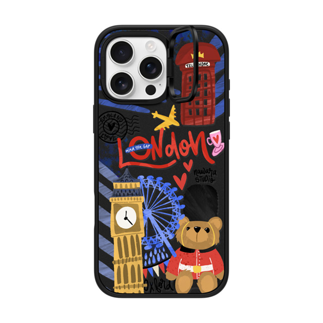 Nawara Studio x CASETiFY iPhone 16 Pro Max ケース マットブラック インパクトリングスタンドケース MagSafe対応 London Dreams