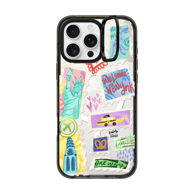 Nawara Studio x CASETiFY iPhone 16 Pro Max ケース ブラック インパクトリングスタンドケース MagSafe対応 Welcome to New York