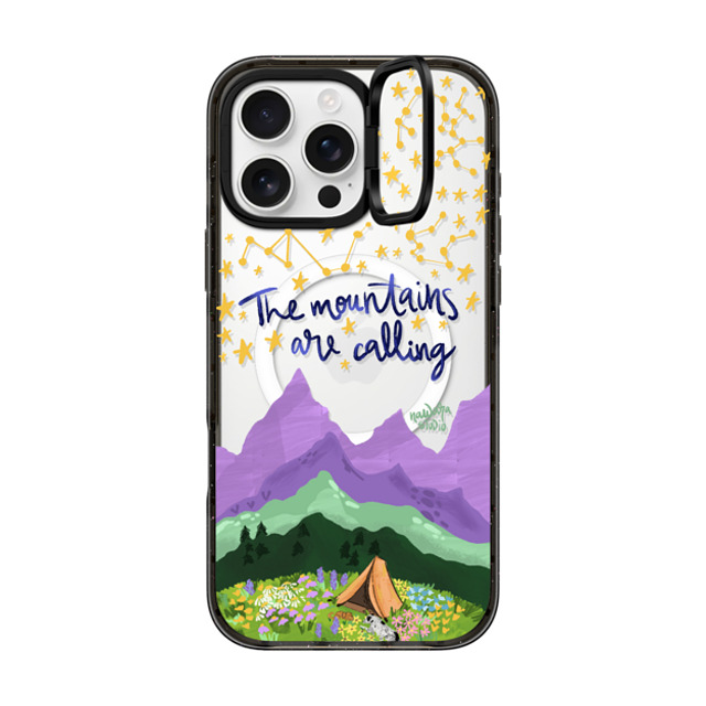 Nawara Studio x CASETiFY iPhone 16 Pro Max ケース ブラック インパクトリングスタンドケース MagSafe対応 The Mountains