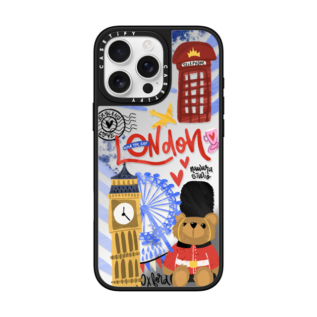 Nawara Studio x CASETiFY iPhone 16 Pro Max ケース Silver on Black ミラーケース MagSafe対応 London Dreams