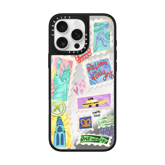 Nawara Studio x CASETiFY iPhone 16 Pro Max ケース Silver on Black ミラーケース MagSafe対応 Welcome to New York