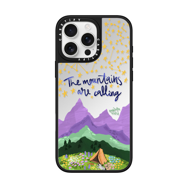 Nawara Studio x CASETiFY iPhone 16 Pro Max ケース Silver on Black ミラーケース MagSafe対応 The Mountains