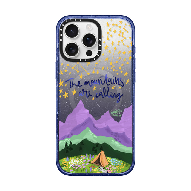 Nawara Studio x CASETiFY iPhone 16 Pro Max Case Glitter Indigo Impact Case MagSafe Compatible The Mountains Nawara Studio x CASETiFY iPhone 16 Pro Max Case Glitter Indigo Impact Case MagSafe Compatible The Mountains