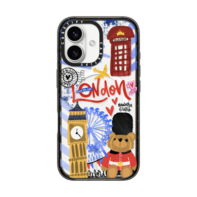 Nawara Studio x CASETiFY iPhone 16 ケース ブラック インパクトケース MagSafe対応 London Dreams