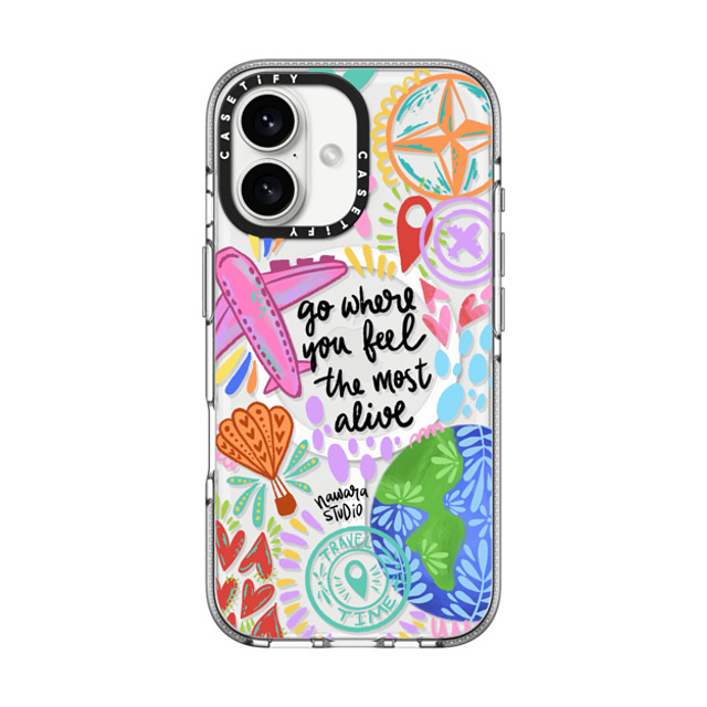 Nawara Studio x CASETiFY iPhone 16 ケース クリア クリア ケース MagSafe対応 Travel Time