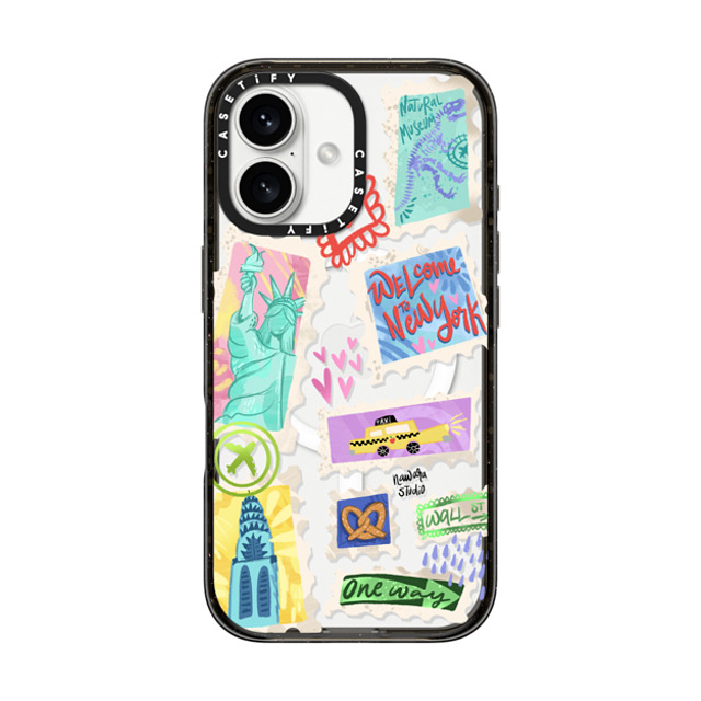 Nawara Studio x CASETiFY iPhone 16 ケース ブラック インパクトケース MagSafe対応 Welcome to New York