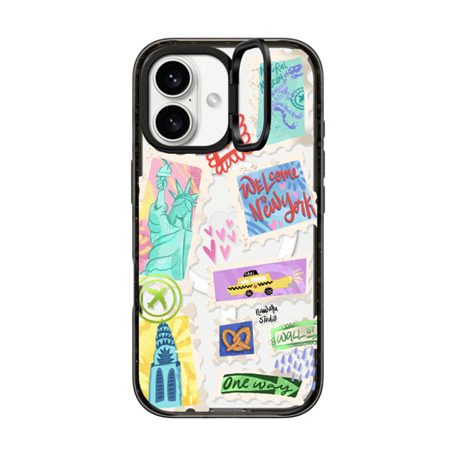 Nawara Studio x CASETiFY iPhone 16 Case Black インパクトリングスタンドケース MagSafe対応 Welcome to New York Nawara Studio x CASETiFY iPhone 16 Case Black インパクトリングスタンドケース MagSafe対応 Welcome to New York