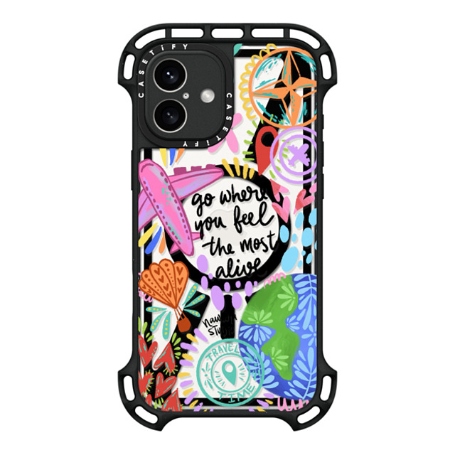 Nawara Studio x CASETiFY iPhone 16 Plus Case Black ウルトラ バウンスケース MagSafe対応 Travel Time Nawara Studio x CASETiFY iPhone 16 Plus Case Black ウルトラ バウンスケース MagSafe対応 Travel Time