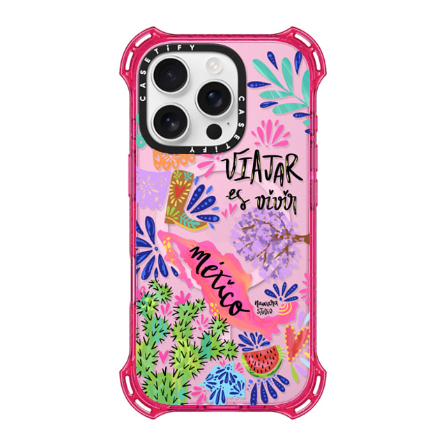 Nawara Studio x CASETiFY iPhone 16 Pro Case プリムローズ ピンク バウンスケース México my love Nawara Studio x CASETiFY iPhone 16 Pro Case プリムローズ ピンク バウンスケース México my love