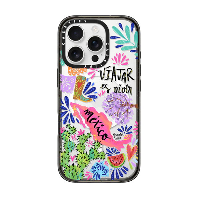 Nawara Studio x CASETiFY iPhone 16 Pro ケース ブラック インパクトケース MagSafe対応 México my love