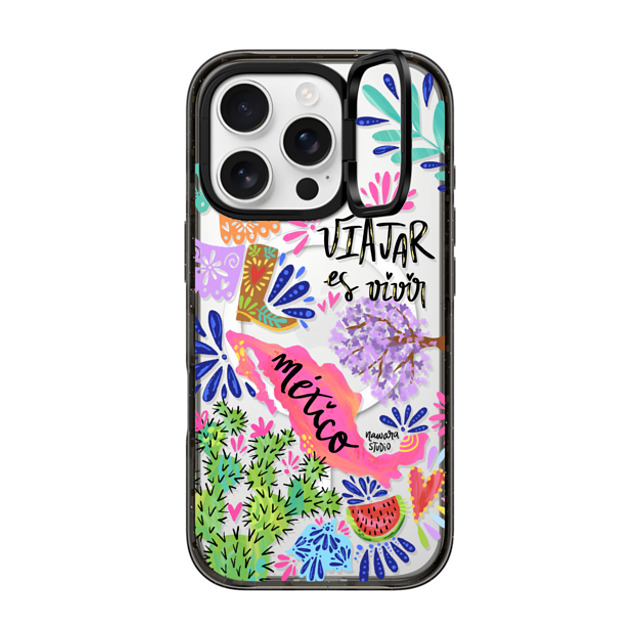 Nawara Studio x CASETiFY iPhone 16 Pro ケース ブラック インパクトリングスタンドケース MagSafe対応 México my love