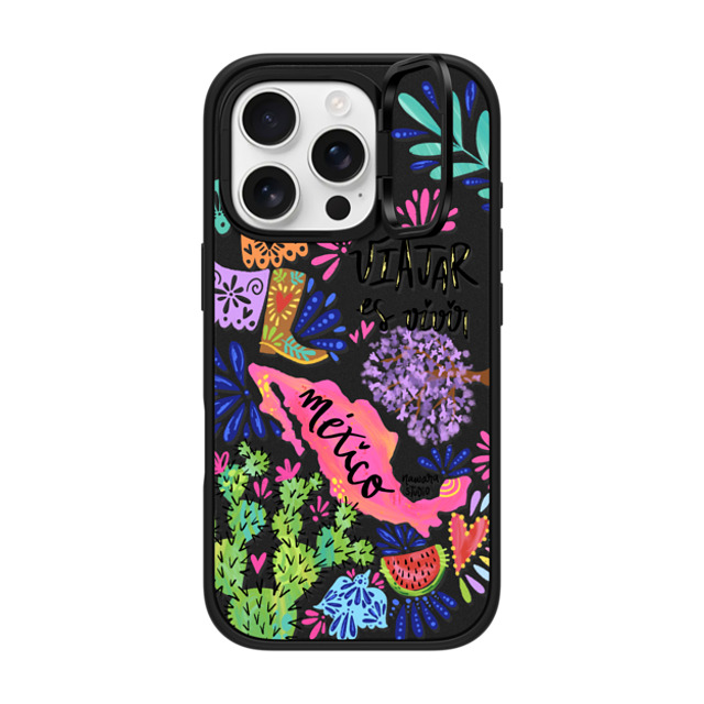 Nawara Studio x CASETiFY iPhone 16 Pro ケース マットブラック インパクトリングスタンドケース MagSafe対応 México my love