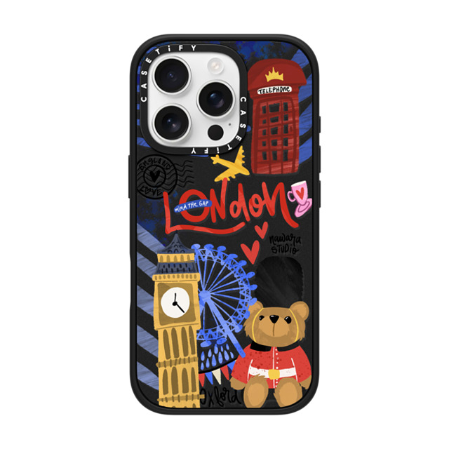 Nawara Studio x CASETiFY iPhone 16 Pro ケース マットブラック インパクトケース MagSafe対応 London Dreams