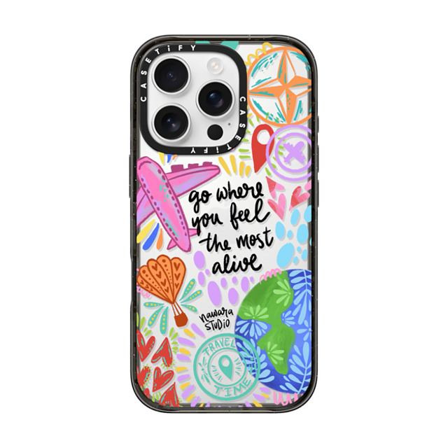 Nawara Studio x CASETiFY iPhone 16 Pro ケース ブラック インパクトケース Travel Time