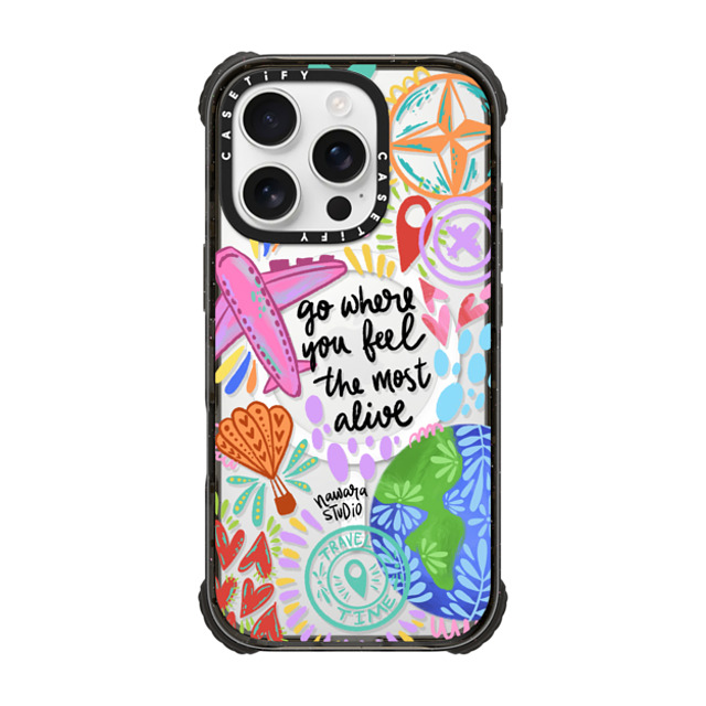 Nawara Studio x CASETiFY iPhone 16 Pro Case Black ウルトラ インパクトケース MagSafe 対応 Travel Time Nawara Studio x CASETiFY iPhone 16 Pro Case Black ウルトラ インパクトケース MagSafe 対応 Travel Time
