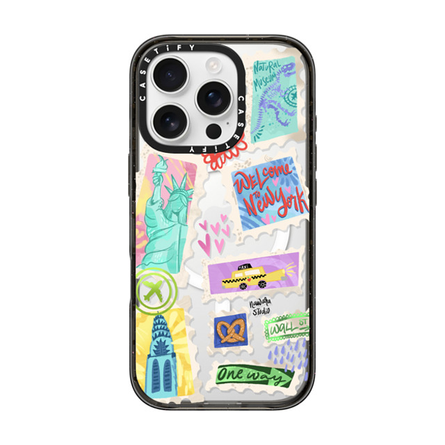 Nawara Studio x CASETiFY iPhone 16 Pro ケース ブラック インパクトケース MagSafe対応 Welcome to New York