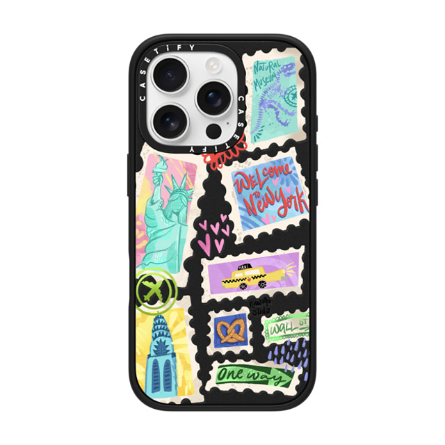 Nawara Studio x CASETiFY iPhone 16 Pro ケース マットブラック インパクトケース MagSafe対応 Welcome to New York