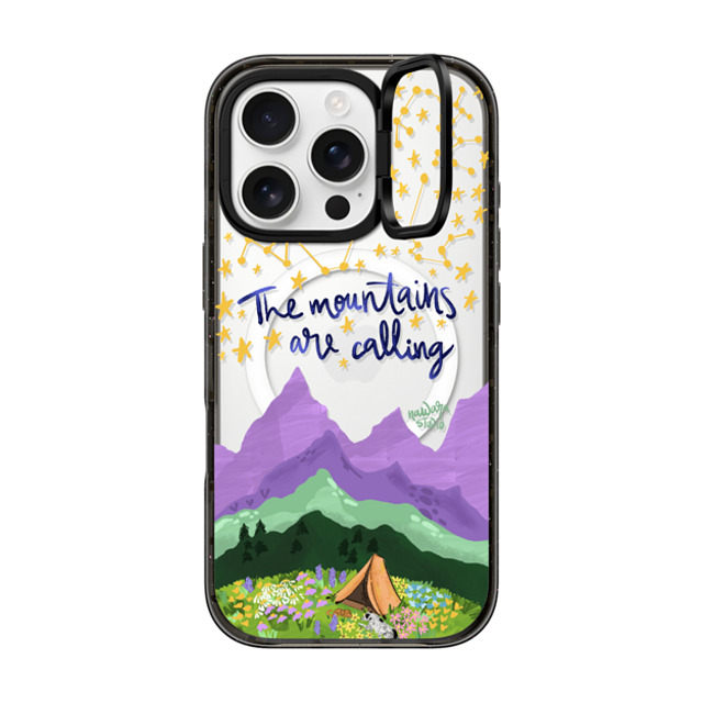 Nawara Studio x CASETiFY iPhone 16 Pro ケース ブラック インパクトリングスタンドケース MagSafe対応 The Mountains