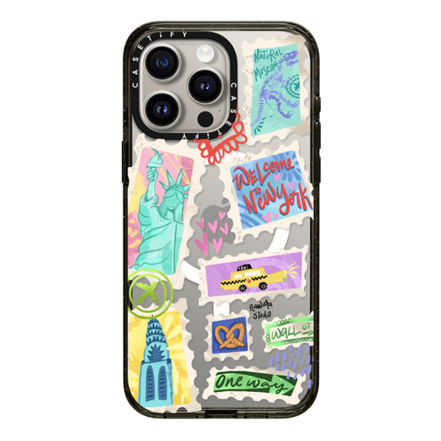 Nawara Studio x CASETiFY iPhone 15 Pro Max ケース ブラック インパクトケース MagSafe対応 Welcome to New York